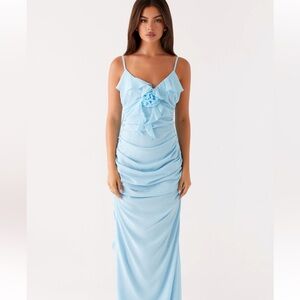 Peppermayo Light Blue Ruffled Maxi Dress
